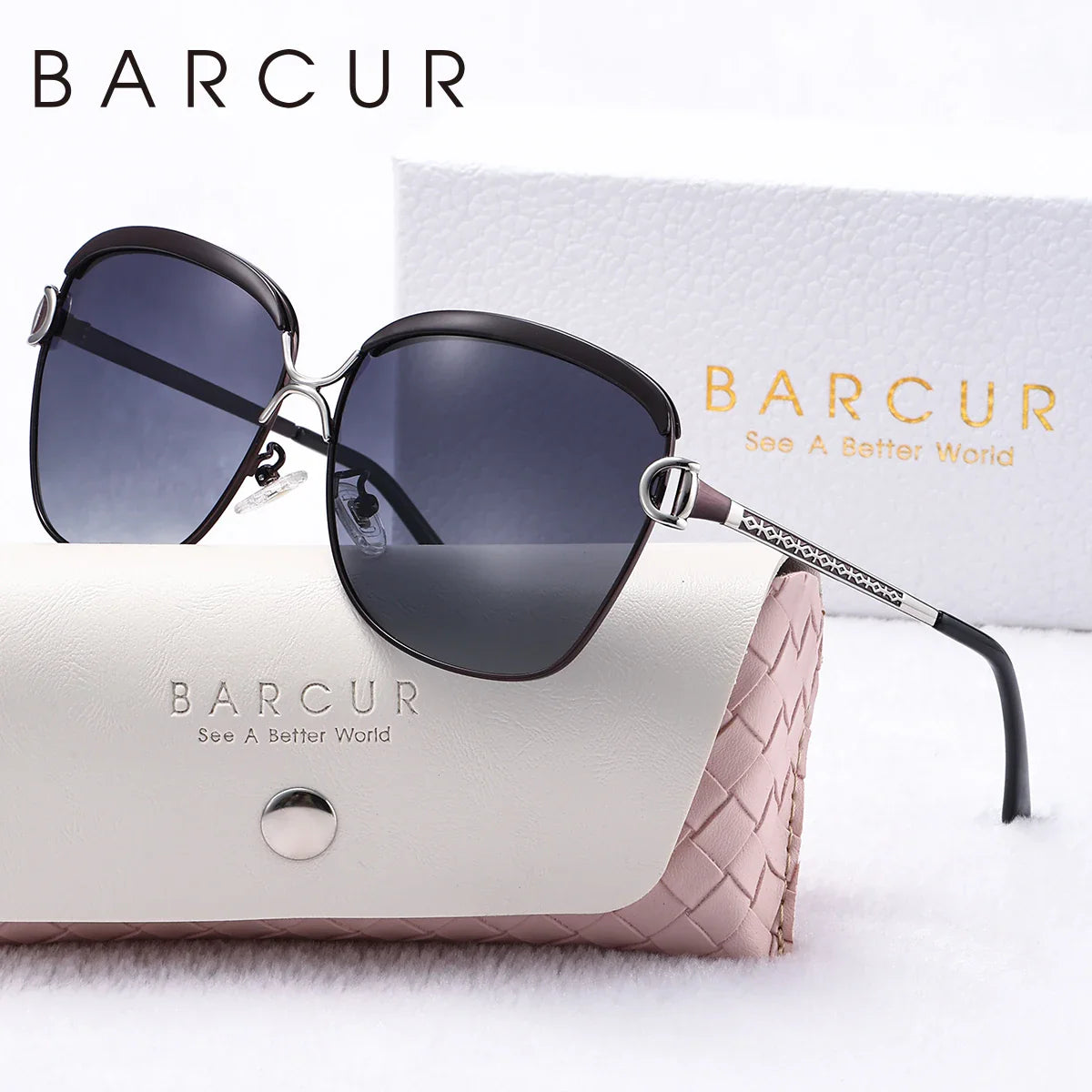 BARCUR Sunglasses Women’s Fashion Polarized Metal Frame Sunglasses UV400 Protection Multi-Color Options Trendy Square Sunglasses with Exquisite White Gift Box for Summer Parties Travel & Outdoor Events