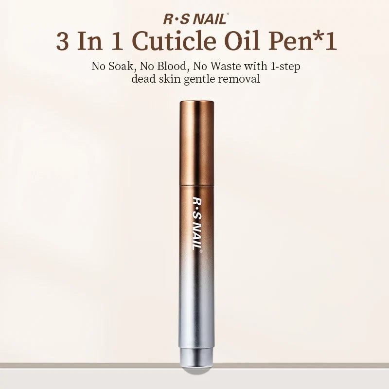 RSNAIL 3-in-1 Cuticle Oil Pen with Ceramic Nail Pusher for Hangnails Dry & Damaged Nails -Nail Care Pen for Repair & Nourishment