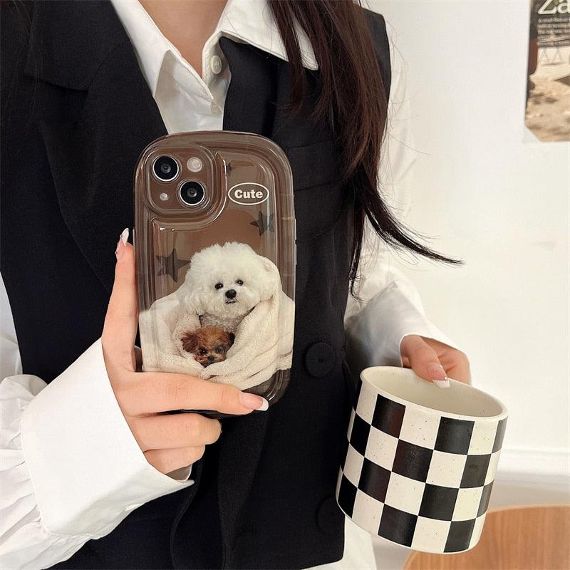 Cute Scottish Plaid Lattice Soft Case For Iphone 14 13 12 11 Pro Max X Xr Xs Max Lovely Dog Shockproof Protective Cover Checkered Plaid Soft Silicone Case