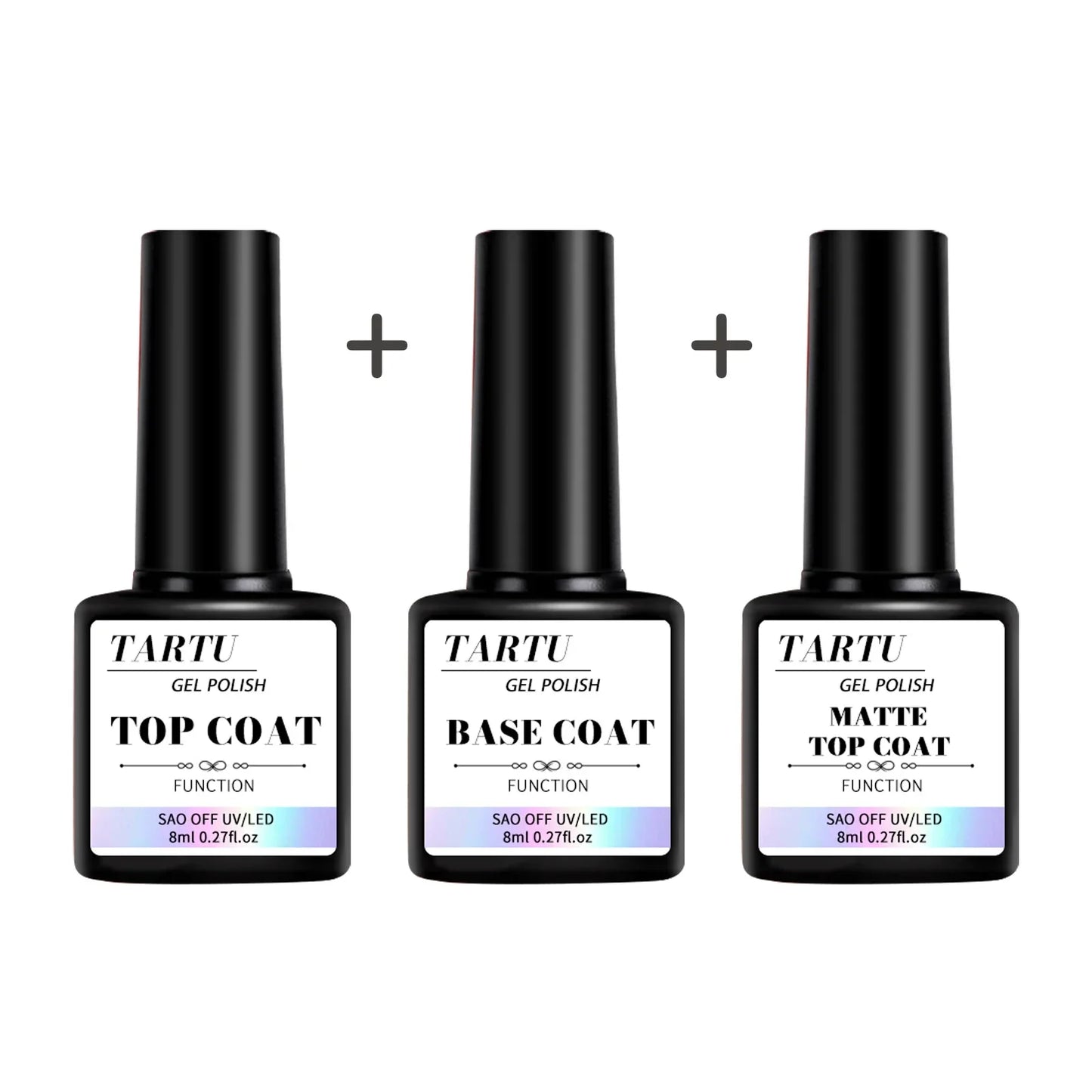 1pc/2pcs/3pcs 8Ml Functional Gel Nail Art Set with Base Coat and Diamond Top Coat,Matte Top ,Soak Off  for Nail Art Design Tool