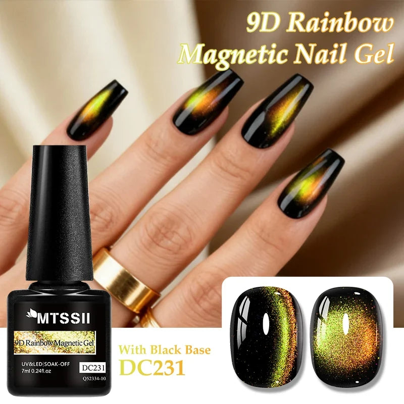 9D Rainbow Cat Magnetic Gel Nail Polish Chameleon Galaxy Effect Magnetic Semi Permanent Soak Off UV Gel Varnish Nail Supplies