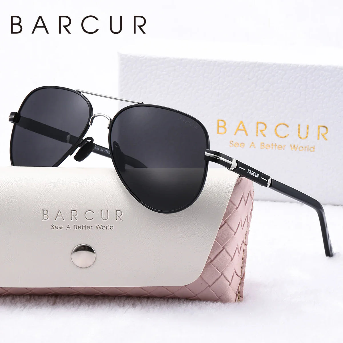 BARCUR Oversize Polarized Sunglasses for Women Trendy Double Beam Design Metal Elliptical Frame with UV400 Protection Fashionable Sun Glasses for Summer Outdoor & Daily Wear