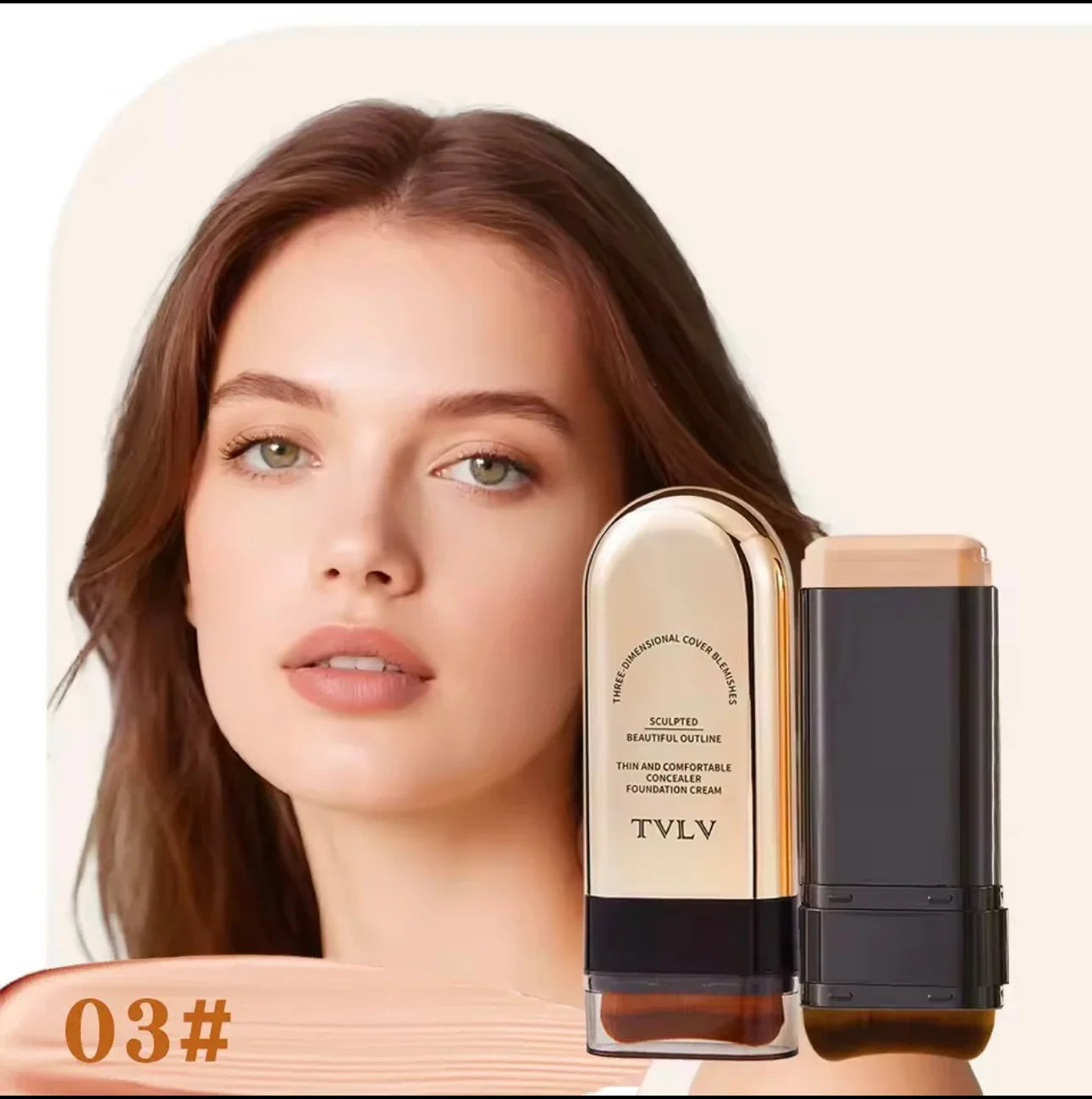 TVLV Skin Tint Stick Long Lasting Lightweight Waterproof Concealer Foundation Cream Flawless Tinted Face Contour Stick Makeup