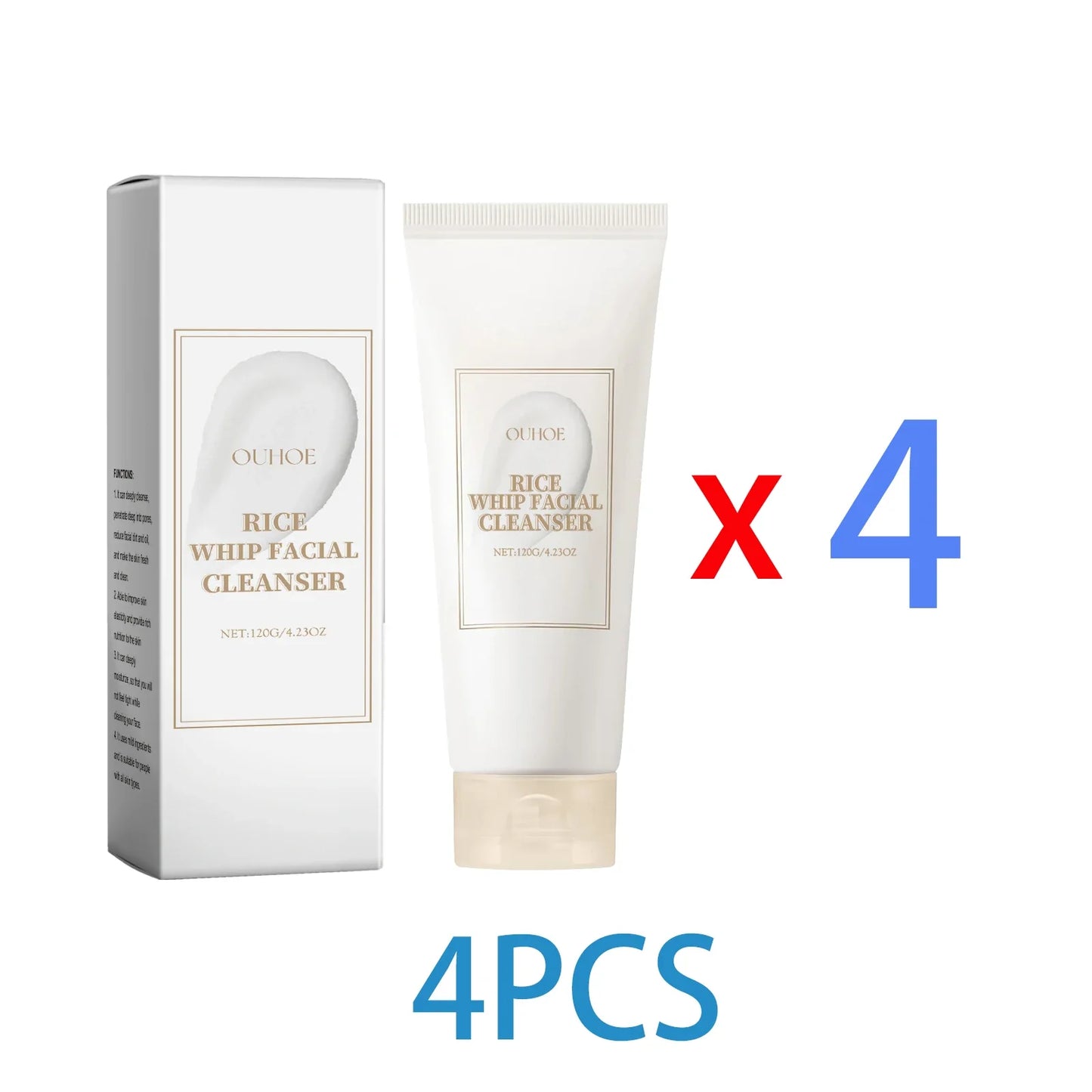Rice Milk Cleansing Foam 120g Gentle Facial Wash Deep Cleanse Rice Extract Hydrating Non Drying Rich Lather for Soft Bright Skin