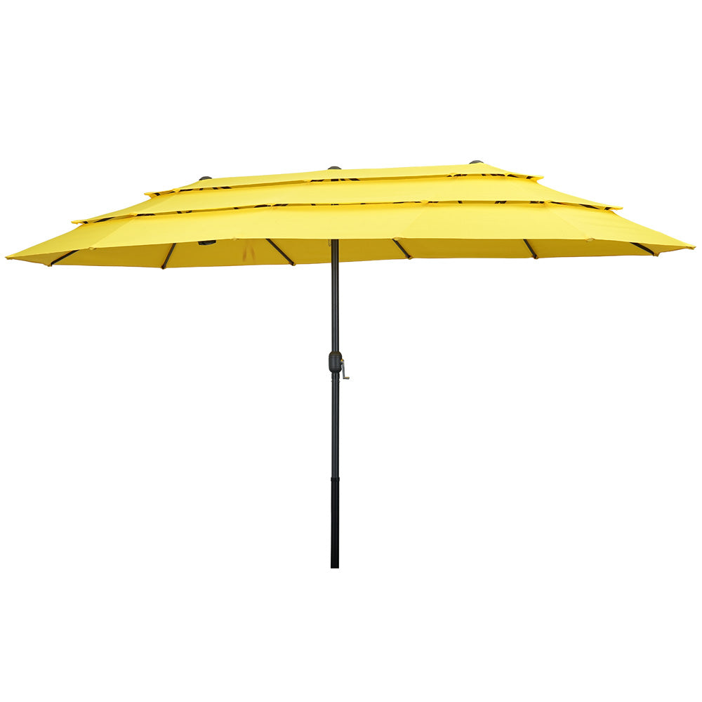 Ainfox 15ft Large Patio Umbrella, 3-Tiers Outdoor Double-Sided Rectangle Market Heavy Duty Umbrellas