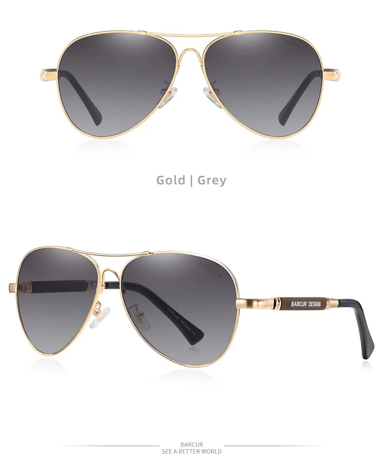 BARCUR Polarized Pilot Sunglasses for Men – Stylish Anti Blue Light UV400 Protection Gradient Mirror Lens Stainless Steel Trendy Frame – Fashion Aviator Sun Glasses for Men Ideal for Driving Travel Summer & Outdoor Activities