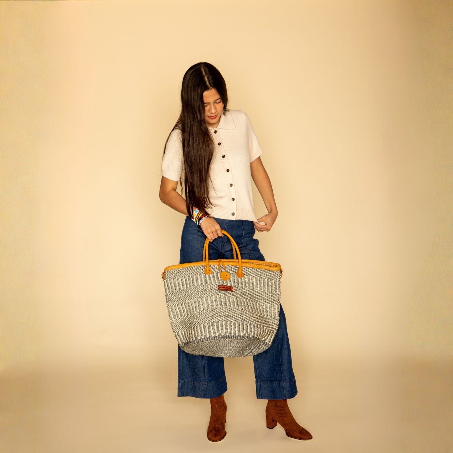 Ash Wisdom Handwoven Sisal Straw Basket Tote