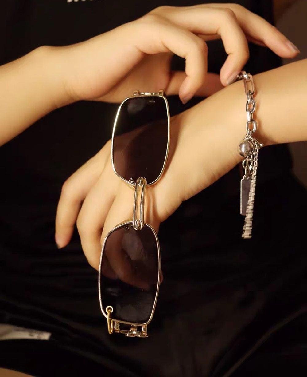 Attractive Sunglasses Square Shape Eyeglasses Metal Black Lenses For Men Women Sun Glasses for Outdoor Travel Driving Sunglasses