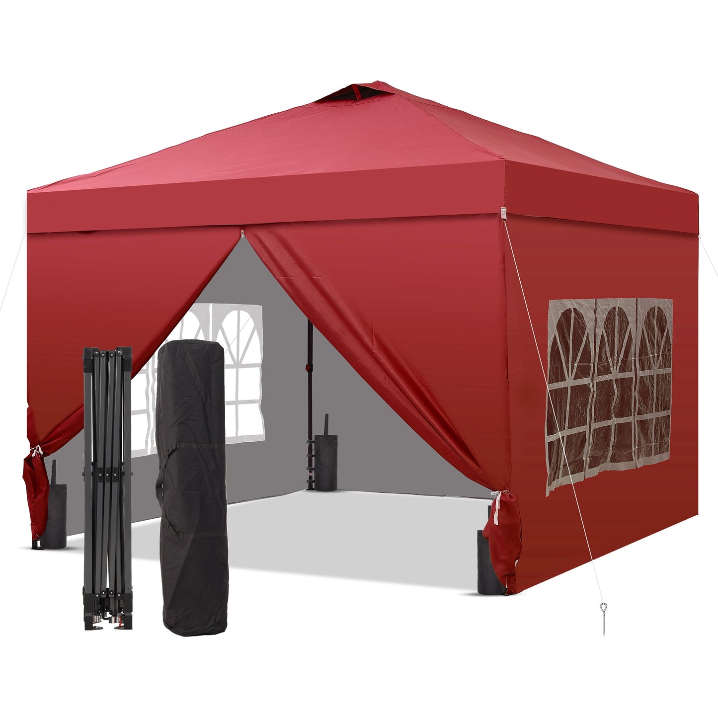 Ainfox 10x10 Pop up Canopy Tent with One Push Setup and Sidewalls,Instant Outdoor Shade Gazebos with Weighted Sandbags