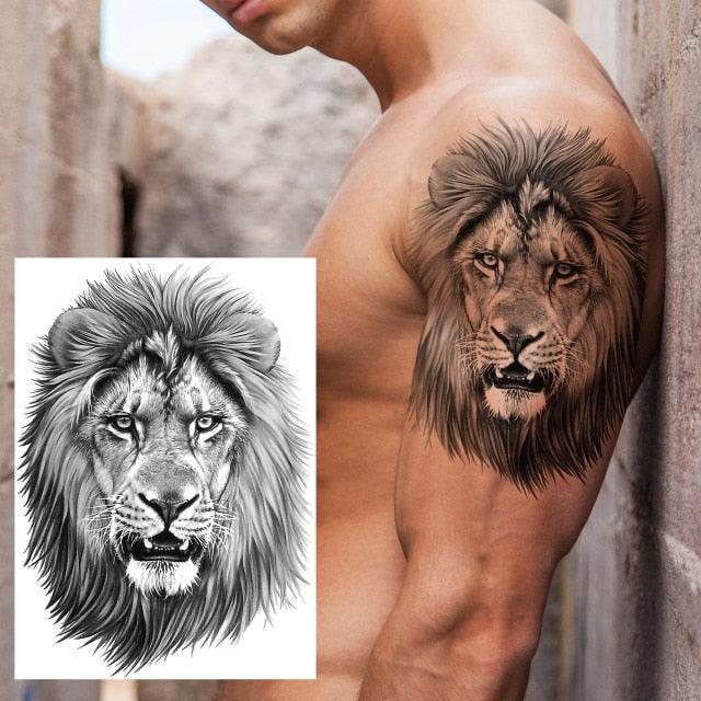 Big Black Tiger Tattoos Waterproof Leopard Tatoos Large Monster Body Arm Legs Tattoo Cool Tiger Face Temporary Tattoos For Women Men