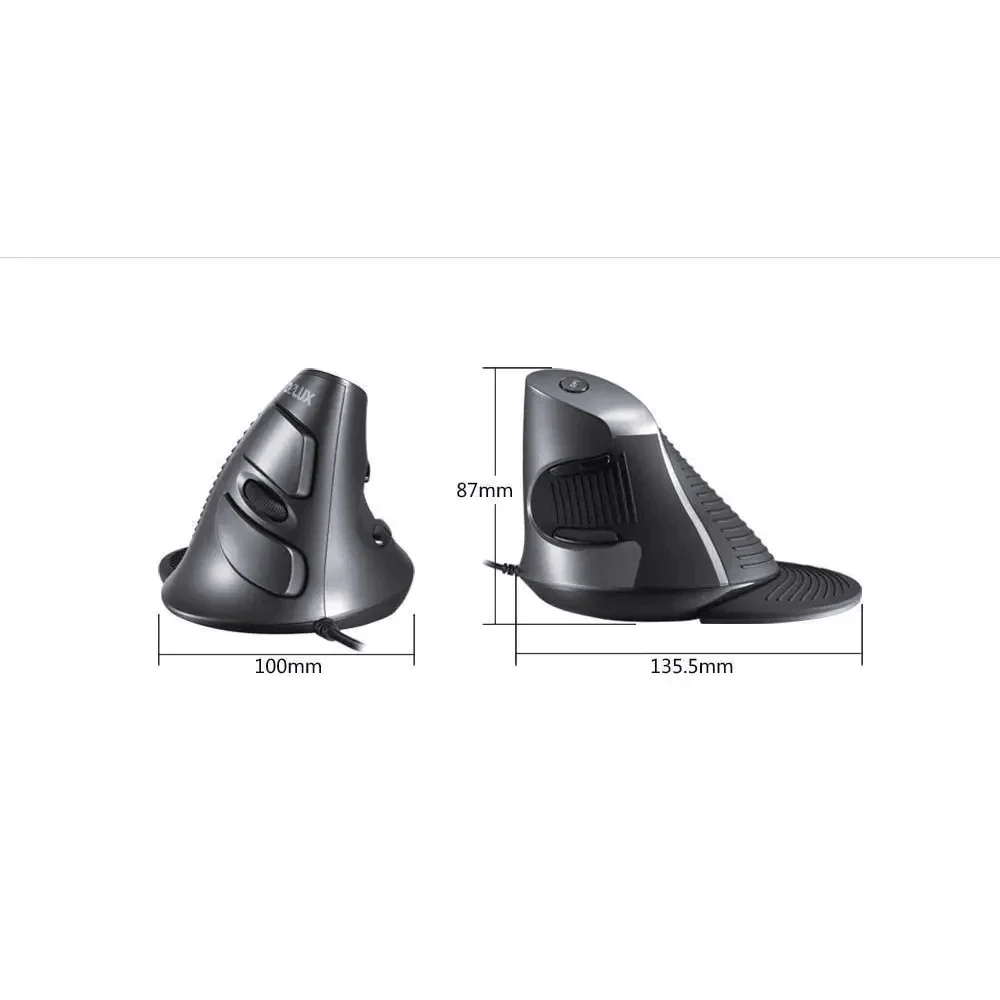 Black Ergonomic Design Office Vertical Mouse 6 Buttons 600/1000/1600 DPI Right Hand Mice With Wrist Mat Better Performance Mouse For PC Desktop Laptop