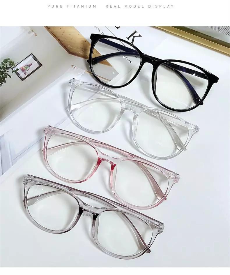 Black Fashion Anti Blue Light Transparent Computer Glasses Lightweight Frames  For Women Men Round Eyewear Round Women Optical Eyewear Frames Vintage Cat Eye