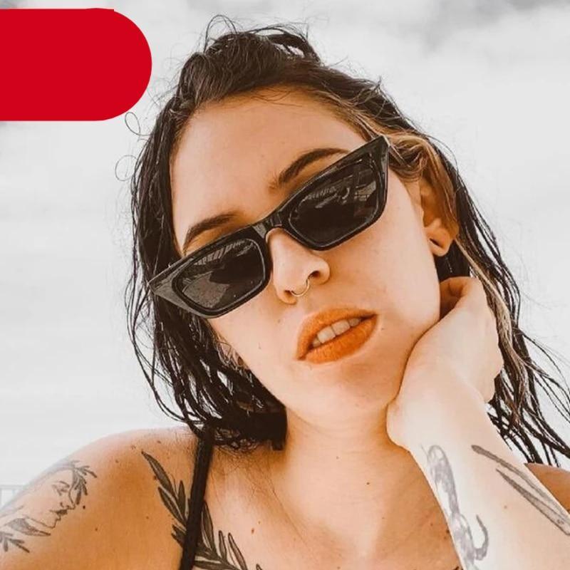 Black Rectangle Sunglasses For Women Retro Driving Glasses Vintage Fashion Style Cat Eye Sunglasses Women Small Cool Sun Glasses Luxury Eyewear