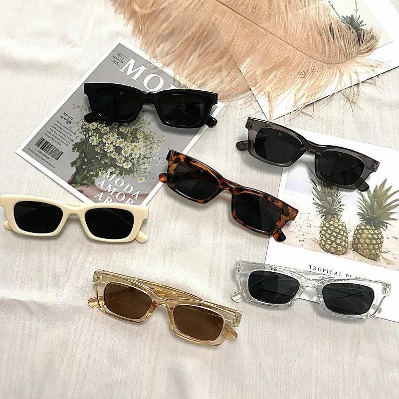 Black Rectangle Sunglasses For Women Retro Driving Glasses Vintage Fashion Style Cat Eye Sunglasses Women Small Cool Sun Glasses Luxury Eyewear