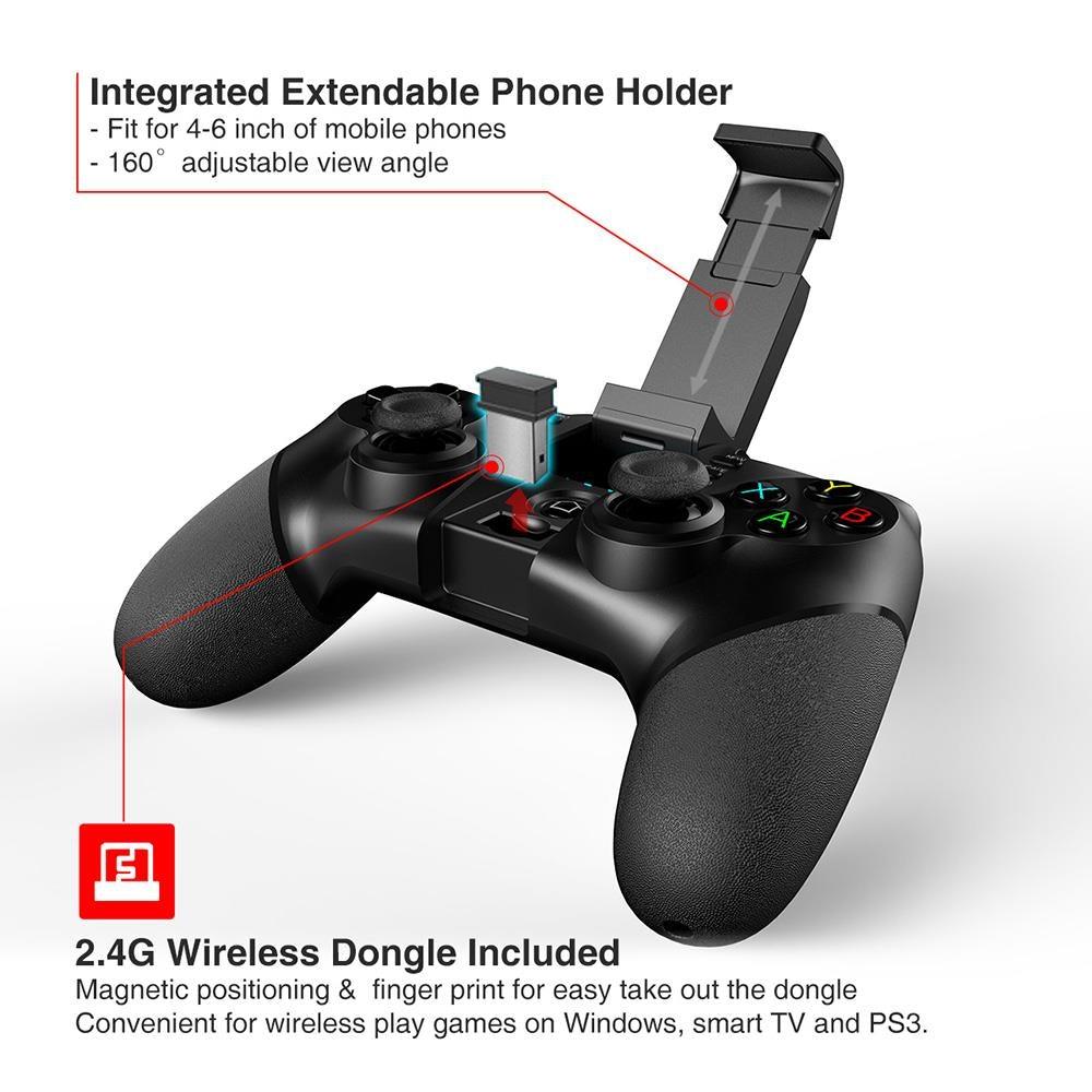 Black Solid Bluetooth Joystick Smartphone Trigger Gamepad Controller Compatible With TV PC Laptop