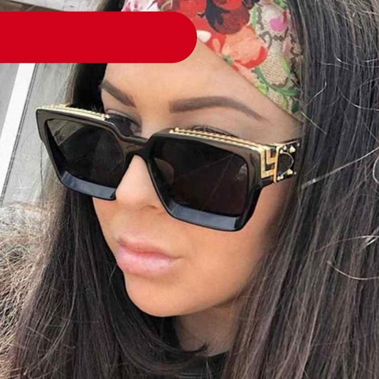 Black Vintage Design Sunglasses Luxury Design Stylish Classic  Sunglasses For Women Fashionable Trending Rectangle Shape Sunglasses For Ladies Summer UV400 Shades For Female