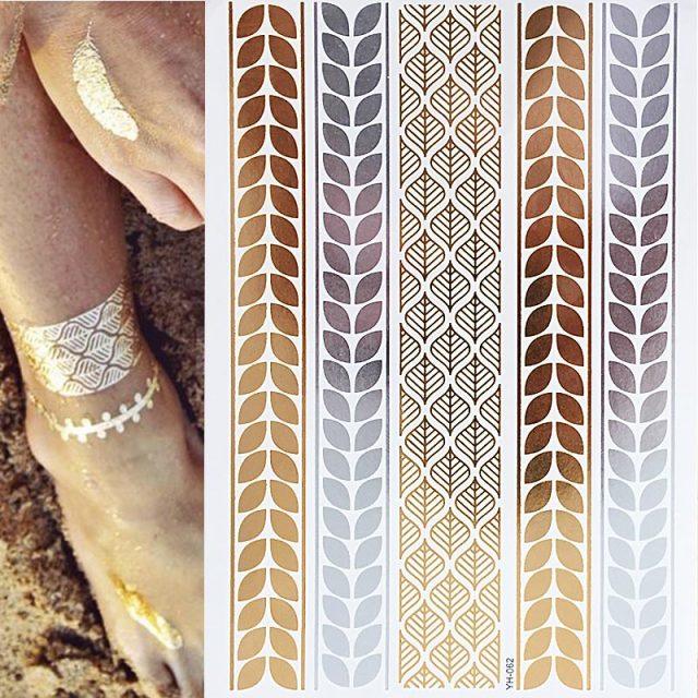 Body Tattoo Art Painting Stickers Glitter Gold Silver Temporary Waterproof Nontoxic Long Lasting Tattoos