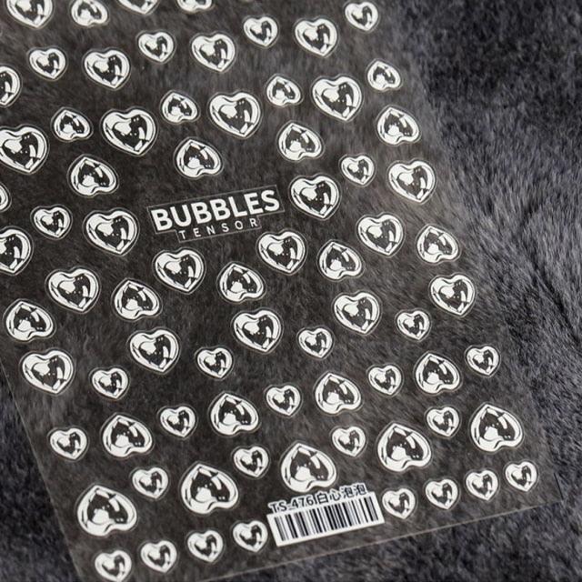 Bubble Cute Black Red Hearts Nail Stickers Nail Art Decorations Nail Decals Design Self-Adhesive 3D Wave Design Decoration for Women Girls Adhesive Striping Tape Nail Art Stickers