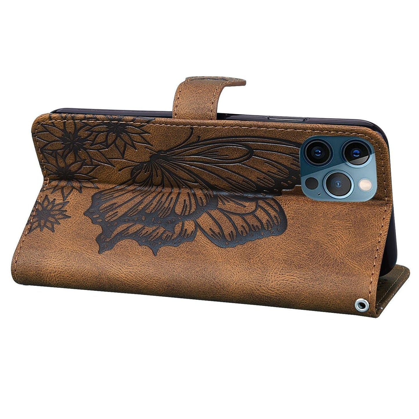 Butterfly Leather Flip Cover For iPhone 14  X XS XR 13 12 11 Pro Max 12 MINI Phone Wallet Case PU Leather Wallet Case Butterfly Flower Pattern Design Magnetic Flip Case Shockproof Protective Cover