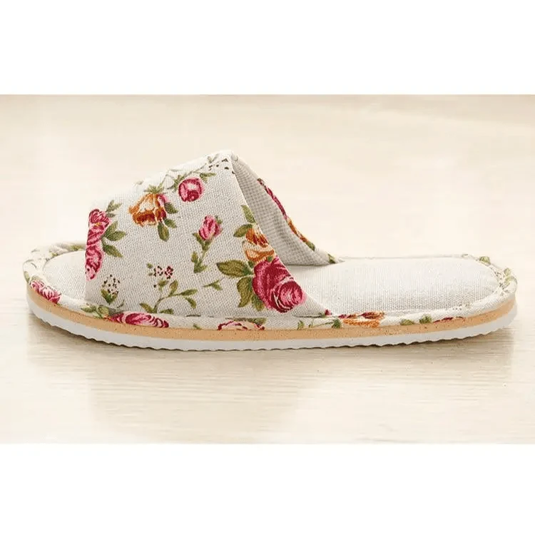 Comfortable Elegant Flower Design Indoor Soft Slipper Spring Autumn Lightweight Flip Flops For Women Classic Bedroom Slippers Ladies Foldable Flip Flops