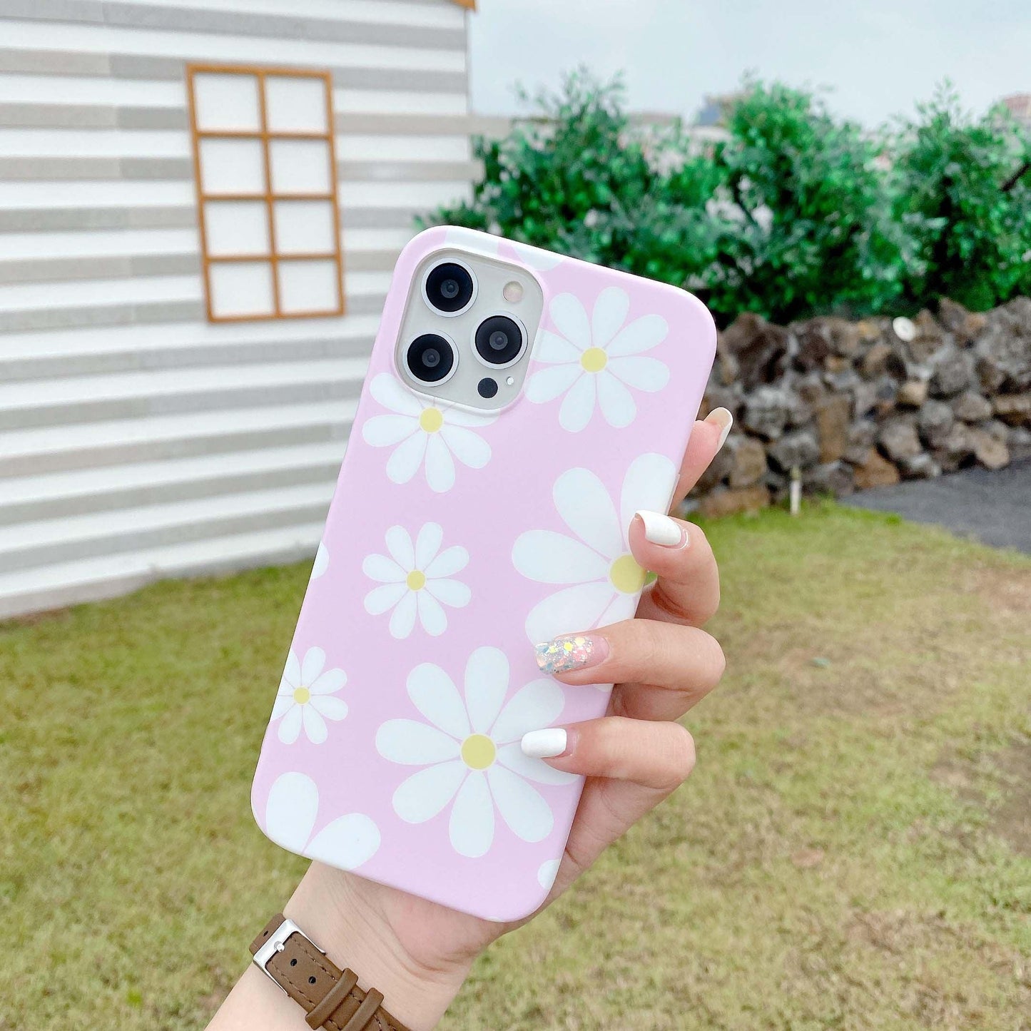 Cute Smooth Flower Phone Case For Iphone 13 11 Pro Max 12 Mini X Xr Xs Max 7 8 Plus Anti Knock Back Phone Cover Case Silicone Ultra Thin Shockproof Mobile Phone Case With Fashion Pattern Soft Bumper Full Body Protective Case For Iphone