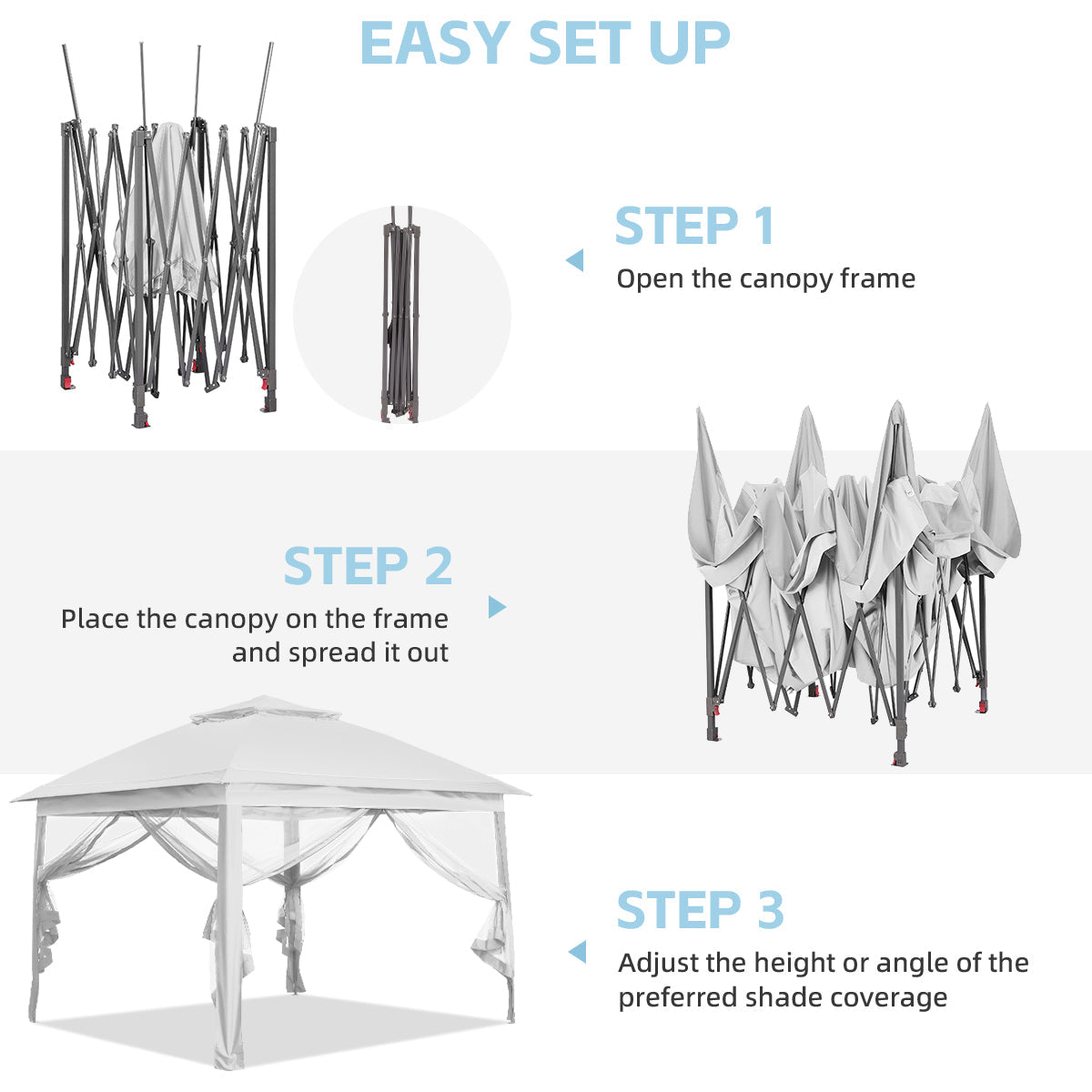 Ainfox 11ft x 11ft Heavy Duty Pop Up Gazebo Outdoor Canopy Shelter Instant Patio Gazebo Sun Shade Canopy Tent for Lawn Garden Backyard Deck