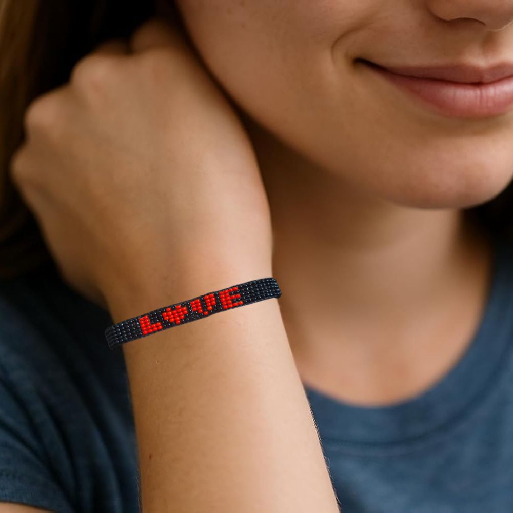 Bold Love Hand Beaded Bracelet