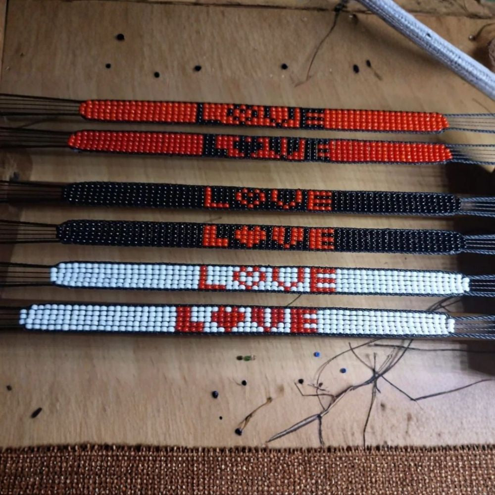 Bold Love Hand Beaded Bracelet