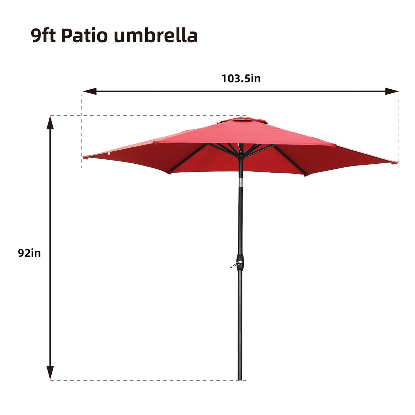 Ainfox 9ft  Patio Umbrella with Push Button Tilt and Crank, UV and Waterproof
