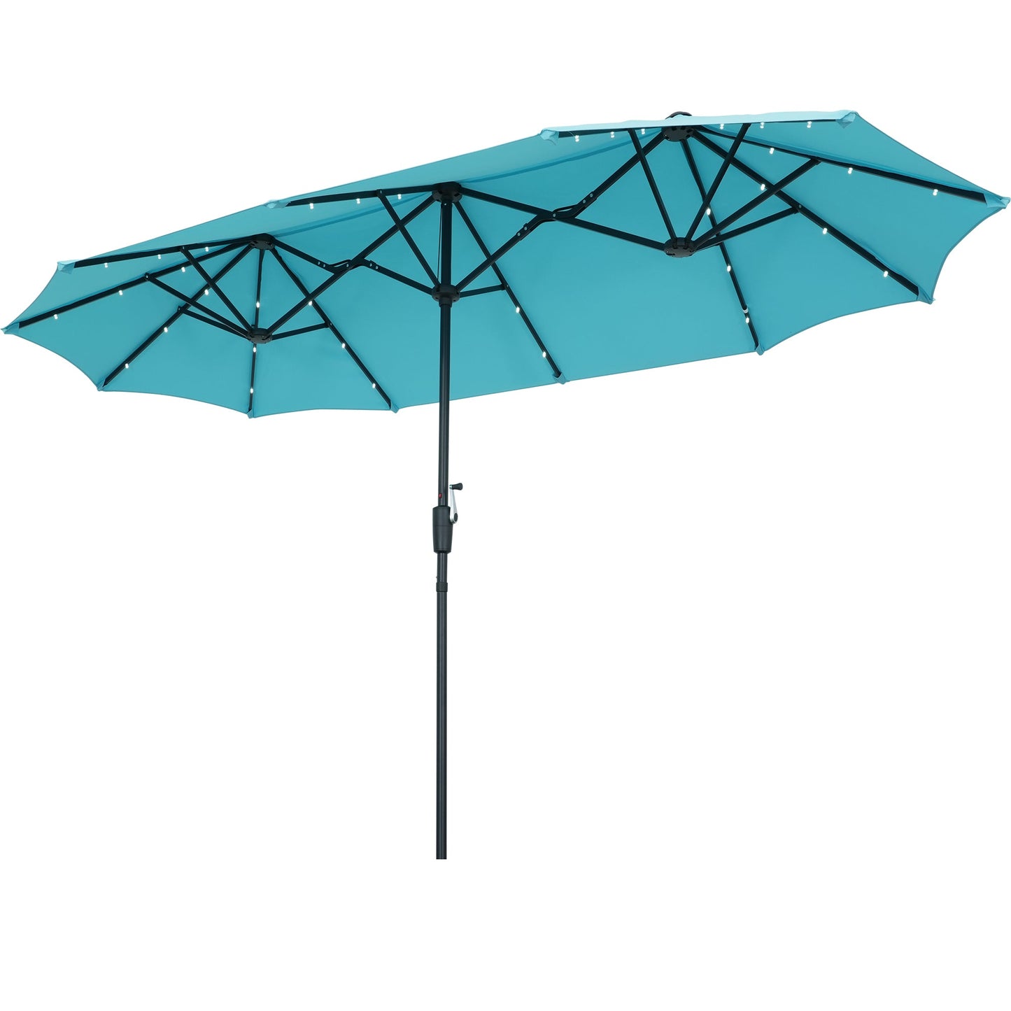 Ainfox 13ft Large Patio Umbrella with Solar Lights, Outdoor Double-Sided Rectangle Market Heavy Duty Umbrellas without Base