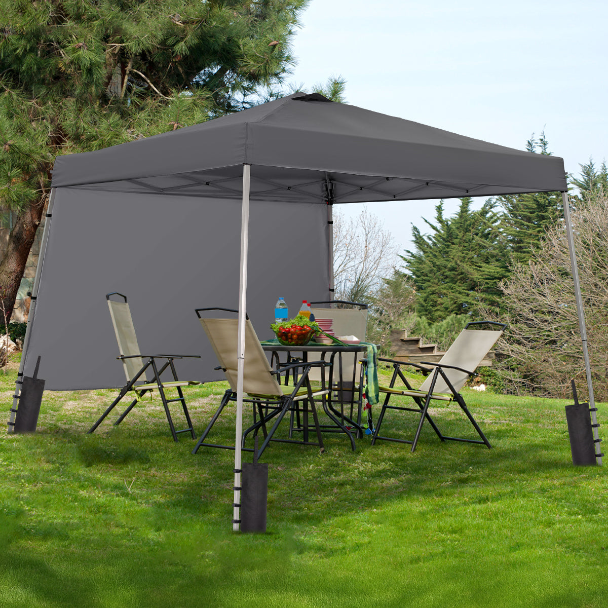Ainfox 8ft x10ft Pop Up Canopy Tent, Portable Gazebo, Outdoor Canopy for Events With 1/2 SideWall and 4 Sandbags