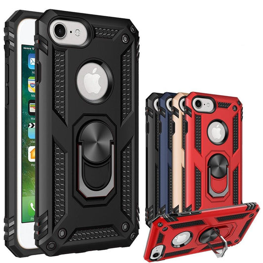 Elegant Black Screen Protector Stand Ring Holder Shockproof Heavy Duty Accessories Case For iPhone 7 8 plus 8plus 7plus Phone Cover Bumper iPhone 8 iPhone 7 Plus