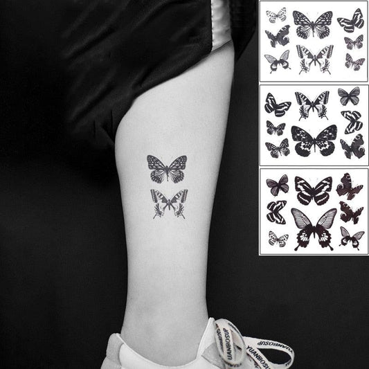 Elegant Waterproof Temporary Butterfly Sticker Tattoo Fake  Halloween Party Tattoo For Woman Girls