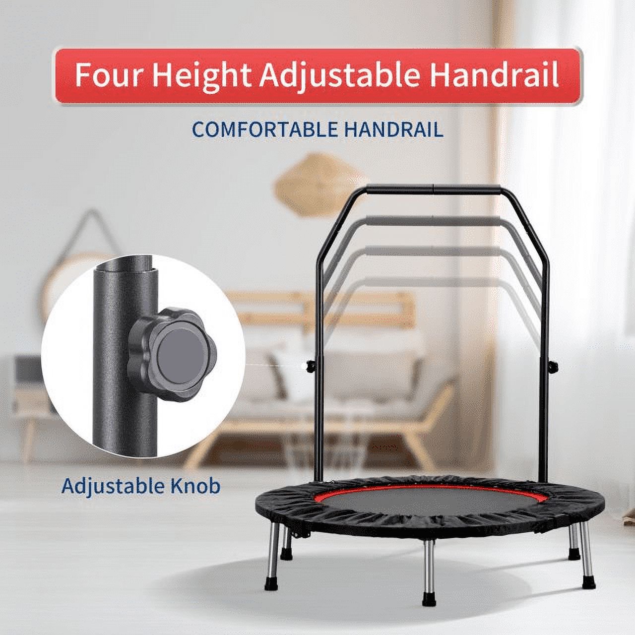 Ainfox Mini Trampoline with Adjustable Handle Bar, Fitness Rebounder, 330 lbs Load Capacity, 40 Inch