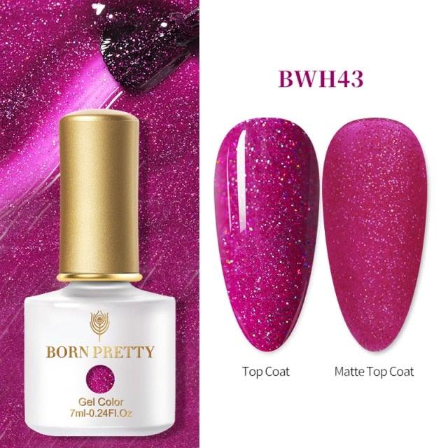Fashion 2022 New Womens Colorful Nail Gel Polish Modern Glitter Pink Purple UV Diamond Stylish Design Nail Colors Gel For Girls and Women In Shinny Trend Color