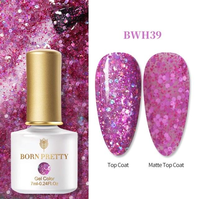Fashion 2022 New Womens Colorful Nail Gel Polish Modern Glitter Pink Purple UV Diamond Stylish Design Nail Colors Gel For Girls and Women In Shinny Trend Color