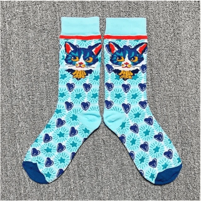 Fashion Colorful Print Socks Women Mushroom Spring Woman Socks Cotton Socks For Women Cotton Men's and Women's Printed Funky Socks - Unisex Mid Crew Length Breathable Pure Cotton Super Soft Quirky Prints Socks