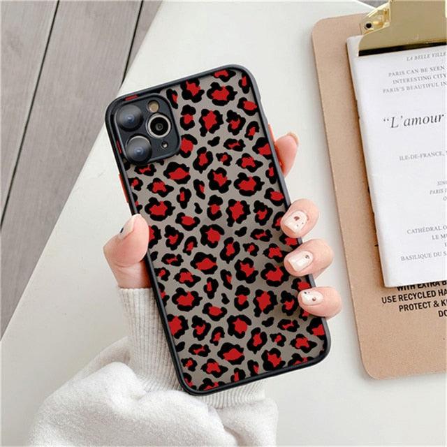 Fashion Leopard Pattern Case For iPhone 13 14 Pro MaxXS Max XR X Shockproof Cover Clear Bumper Women Girl Phone Case Cover with Black Leopard Print Designed for iPhone