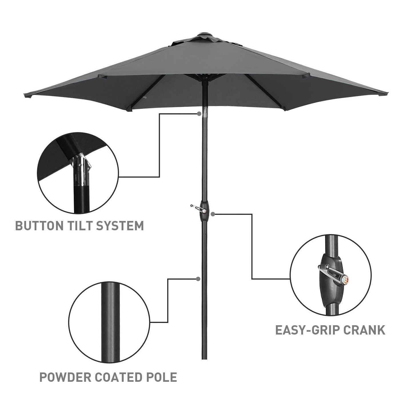 Ainfox 9ft  Patio Umbrella with Push Button Tilt and Crank, UV and Waterproof