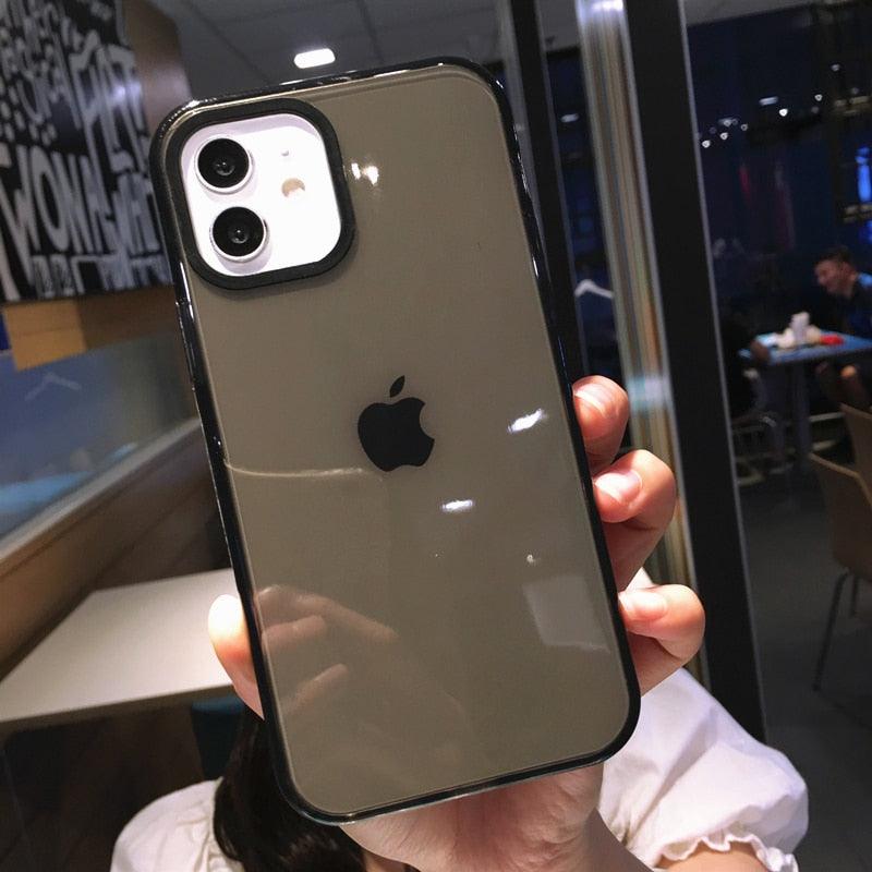 Fluorescent Color Shockproof Phone Case For iPhone 13 Pro Max 12 Mini 11 Transparent Soft Silicone Cover Transparent Case Glow In Dark Phone Case Luxury Square Case Cover For iPhone