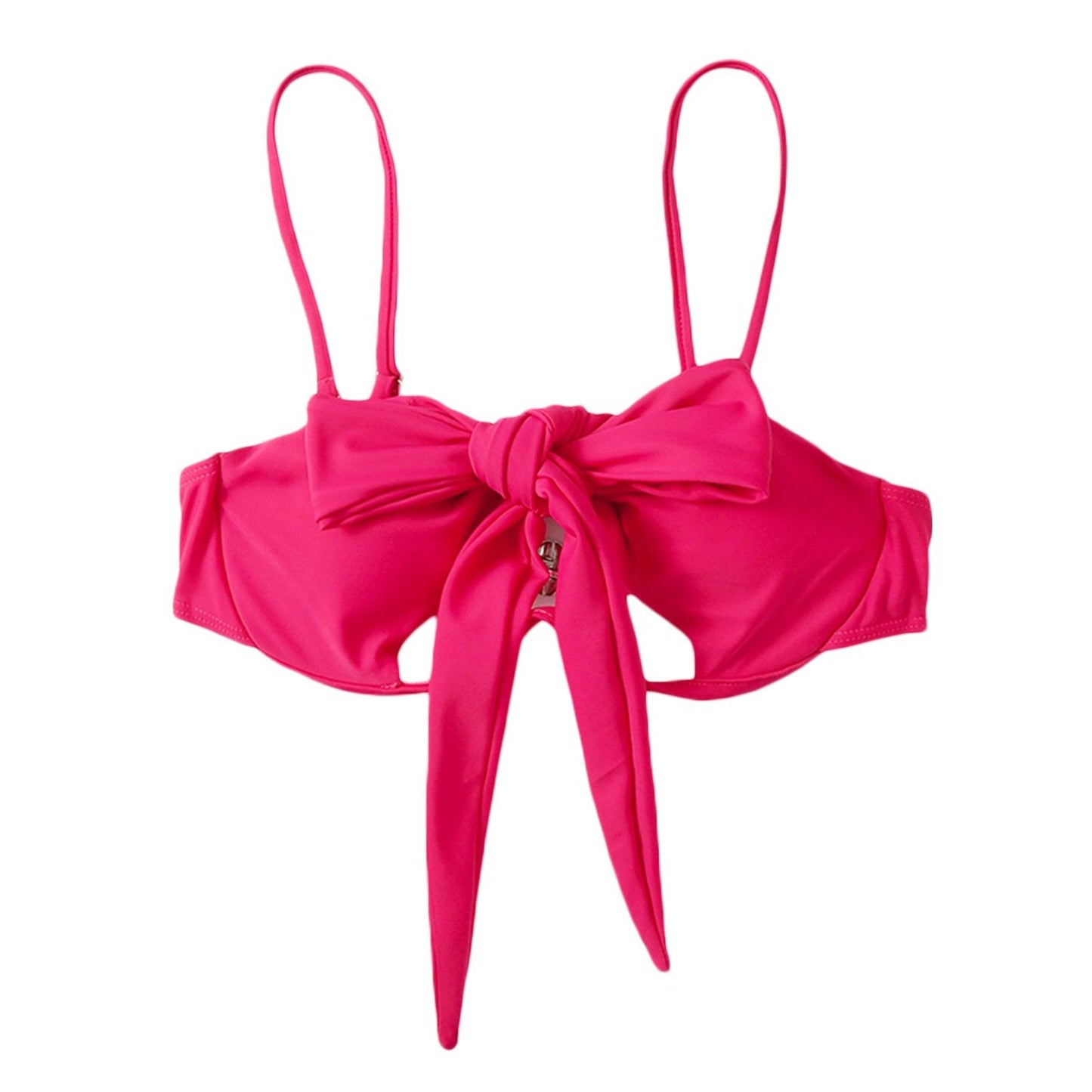 Ladies Summer Solid Color  Swimsuit Female Detachable Shoulder Strap Halter Bikini Women's Bikini Swimsuits One Piece Bathing Suits Tie Knot Cutout Swimwear with Crisscross Design