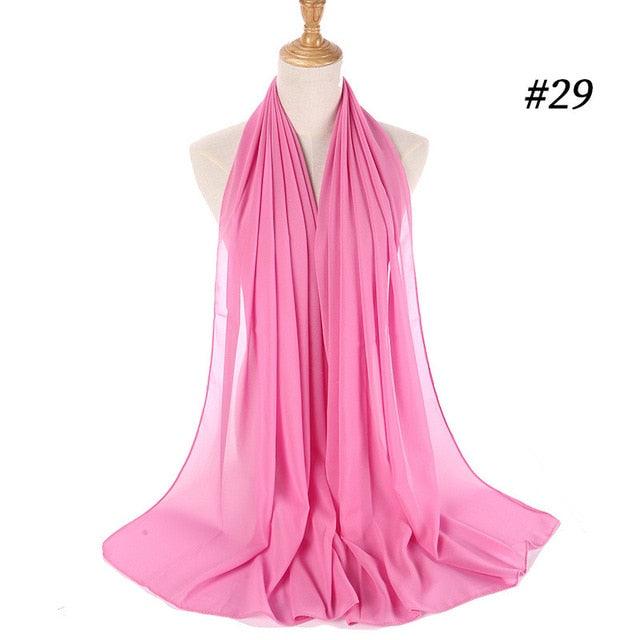 Long Lightweight Soft Solid Color Chiffon Scarfs Muslim Headscarf Hijab Scarf Shawls Wraps Hijab For Women 70*180cm