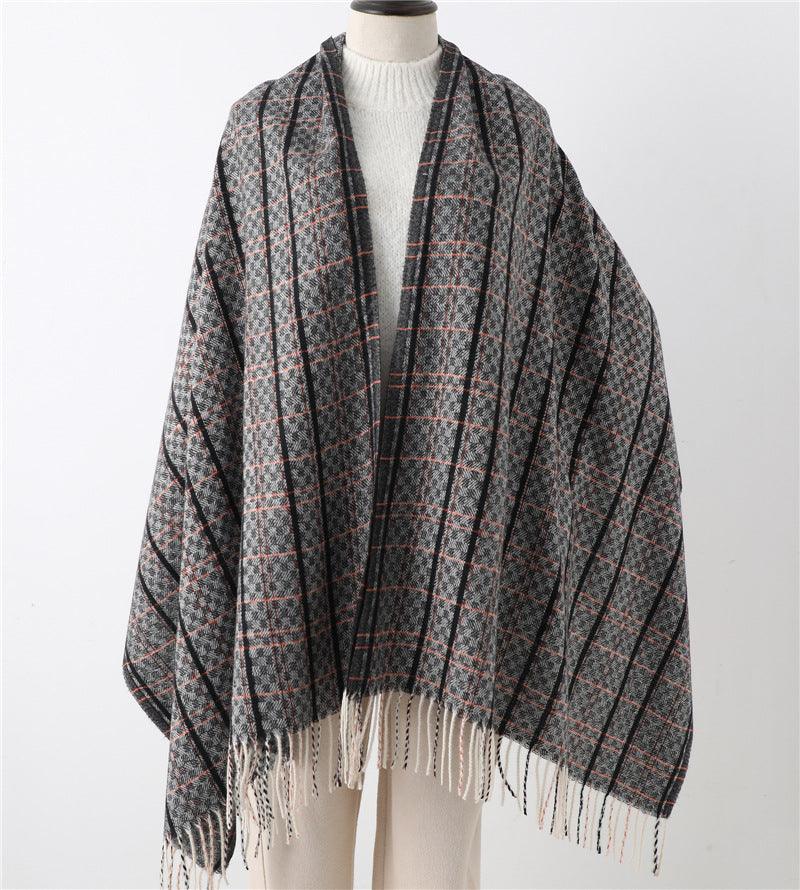 Winter  Long Plaid Headwear Scarf Warm Shawls Cashmere Female Scarfs Scarves Lady Tassel Shawl Wraps For Women