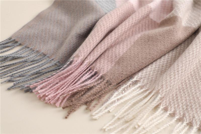 Winter  Long Plaid Headwear Scarf Warm Shawls Cashmere Female Scarfs Scarves Lady Tassel Shawl Wraps For Women