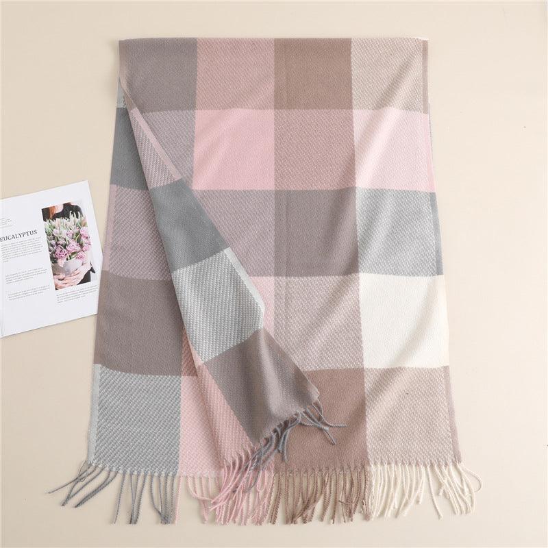 Winter  Long Plaid Headwear Scarf Warm Shawls Cashmere Female Scarfs Scarves Lady Tassel Shawl Wraps For Women