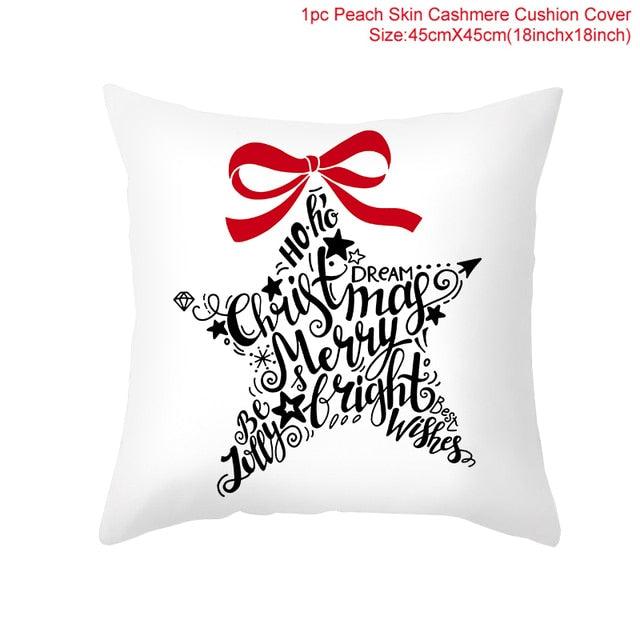 Merry Christmas Decoration Xmas Gift New Year For Home Reindeer Santa Claus Xmas Series Cushion Cover Case Pillow Custom Zippered Square Pillowcase Tree Cushion Cover Christmas Ornament