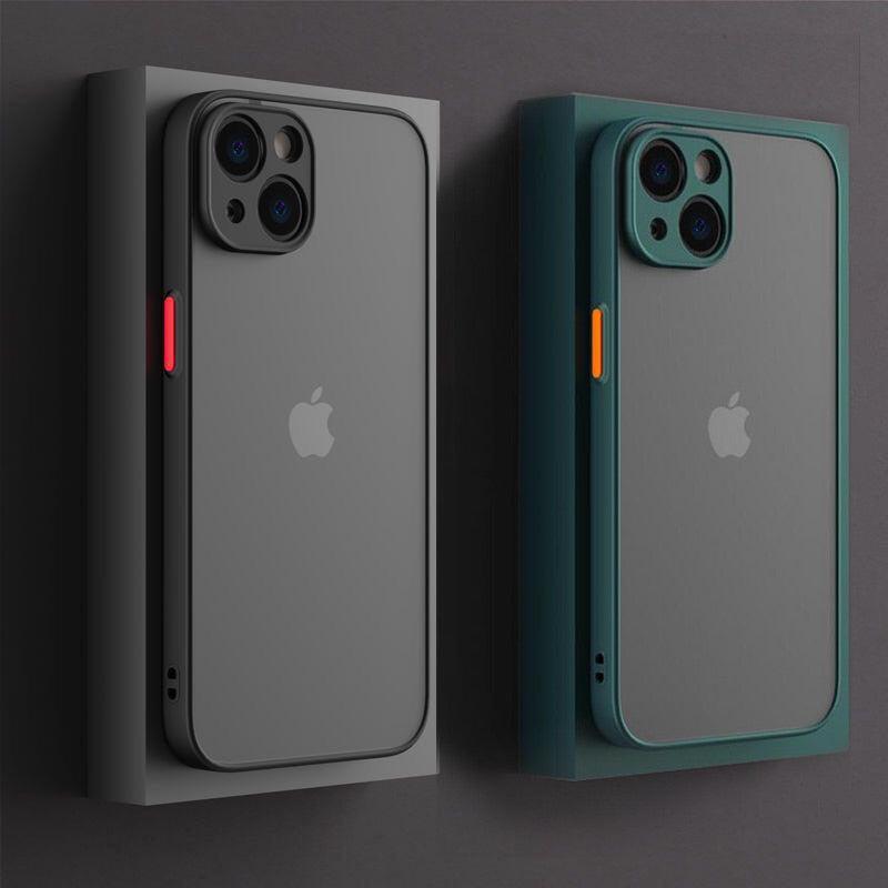 Minimalistic Shockproof Armor Case For iPhone 13 14 12 11 Pro Max XR XS X Luxury Silicone Bumper Clear Hard Cover Mini Luxury Silicone Bumper Clear Hard Cover