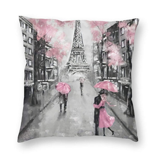 Modern Pillow Cover Oil Painting Paris European City Landscape France Eiffel Tower Home Decor Wall Hanging For Living Room Bedroom