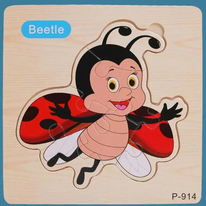 Montessori Games Baby Animals/traffic Kid's Cognition Puzzles Toys Wooden Cartoon Cognition Puzzle Toys Matching Education Game