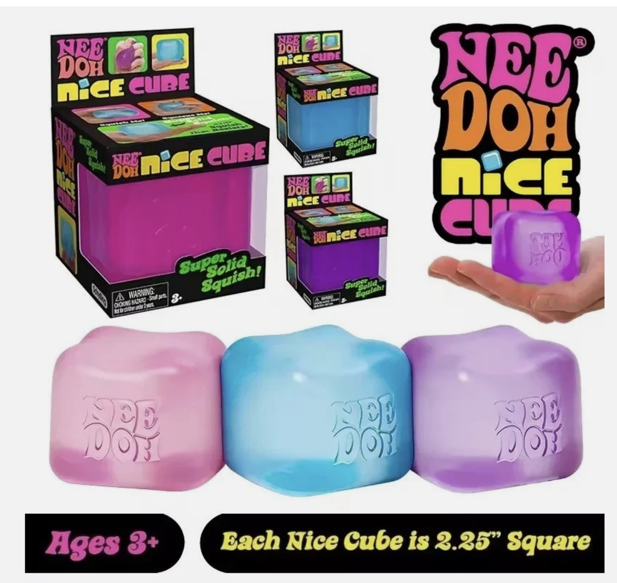 NeeDoh Nice Cube Sensory Squishy Fidget Toy Stress Relief Assorted